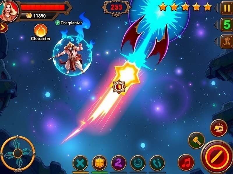 Starry Siege Saga gameplay screenshot showing cosmic battle